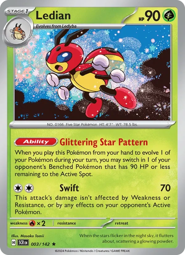Ledian 003/142, Stellar Crown English Non Holo, card art reference