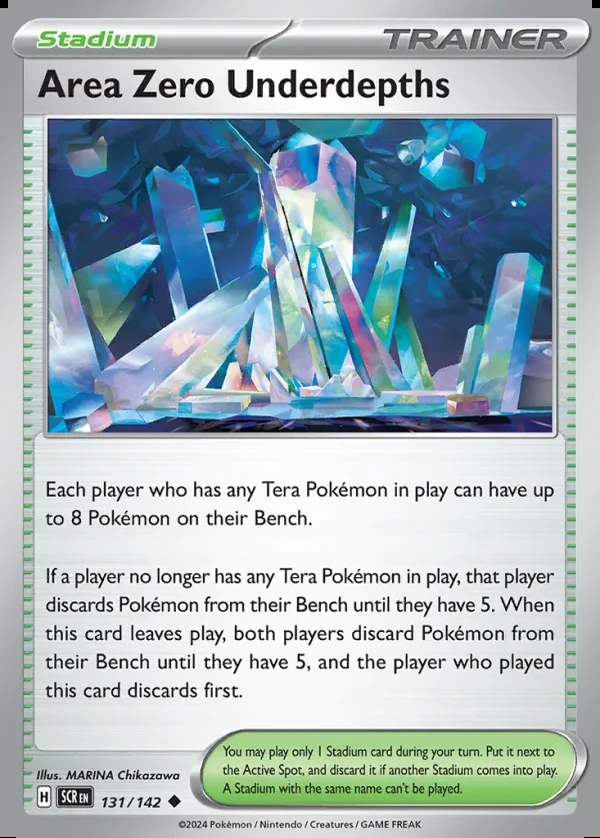 Area Zero Underdepths 131/142, Stellar Crown English Print with "Play! Pokémon" stamp, card art reference