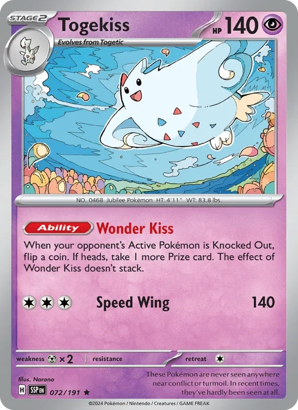 Togekiss 072/191, Surging Sparks English Cosmos Holofoil, card art reference