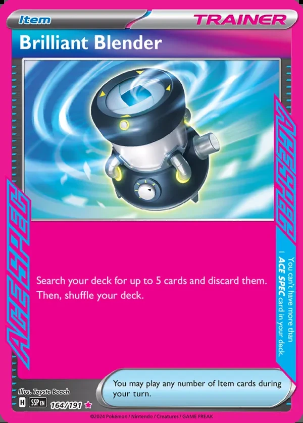 Brilliant Blender 164/191, Surging Sparks English Print with "Play! Pokémon" stamp, card art reference