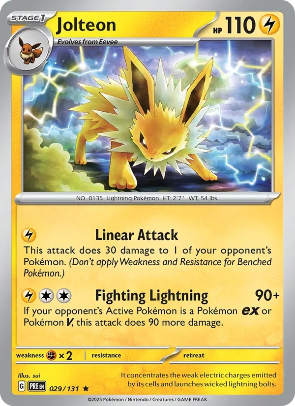 Jolteon 029/131, Prismatic Evolutions English Cosmos Holofoil, card art reference
