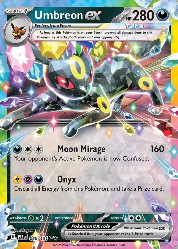 Umbreon 060/131, Prismatic Evolutions English Print with "Play! Pokémon" stamp, card art reference