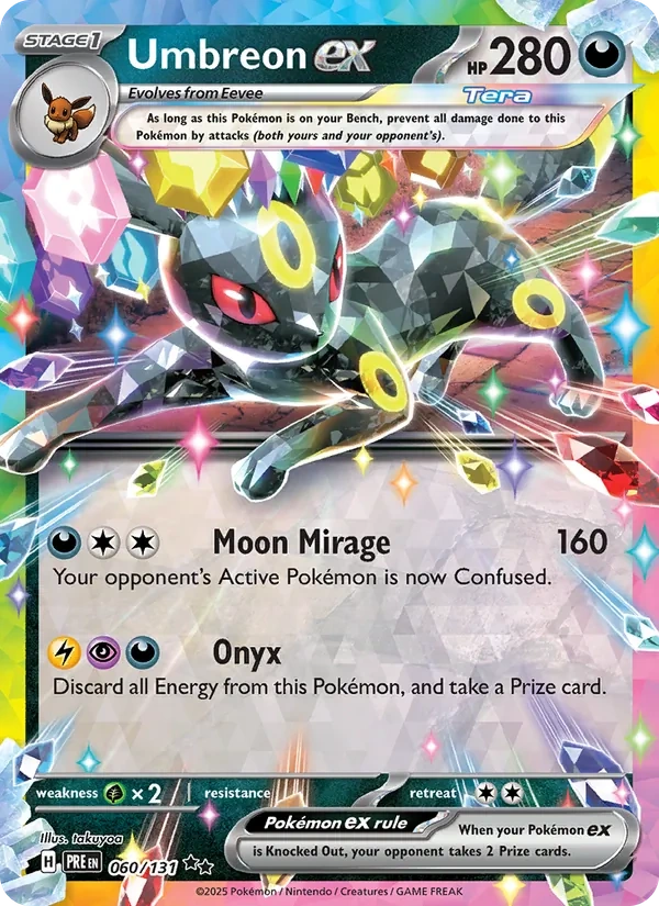 Umbreon ex 060/131, Prismatic Evolutions English Stamped "Prismatic Evolutions" print, card art reference