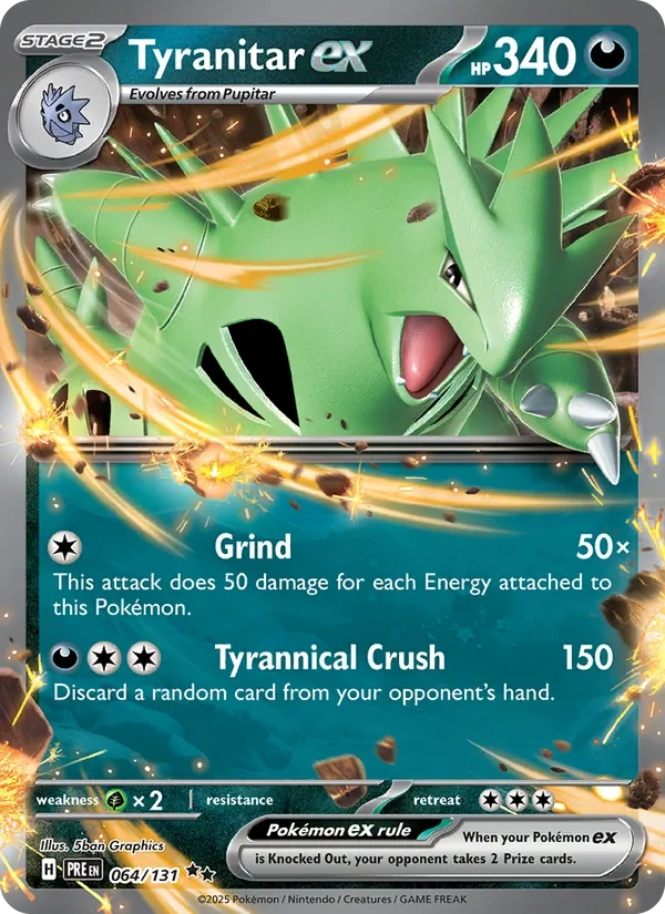 Tyranitar ex 064/131, Prismatic Evolutions English Stamped "Prismatic Evolutions" print, card art reference