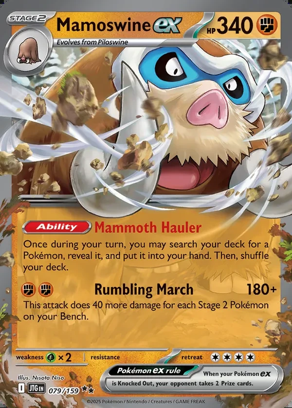 Mamoswine 079/159, Journey Together English Print with "Play! Pokémon" stamp, card art reference