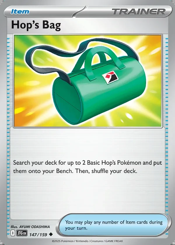 Hop's Bag 147/159, Journey Together English Print with "Play! Pokémon" stamp, card art reference