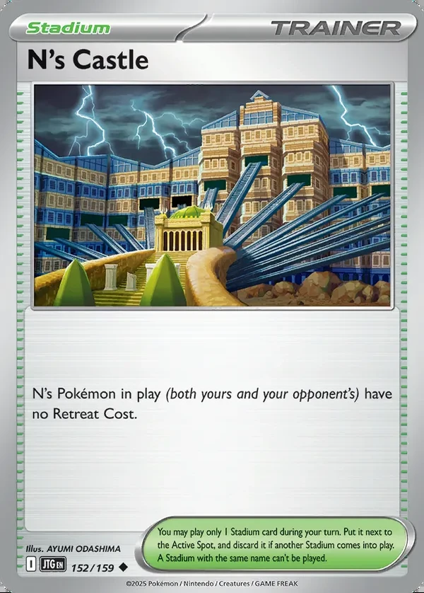 N's Castle 152/159, Journey Together English Print with "Play! Pokémon" stamp, card art reference