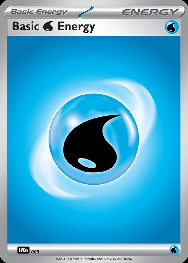 Basic Water Energy 003, Scarlet & Violet Energies English Print with "Play! Pokémon" stamp, card art reference