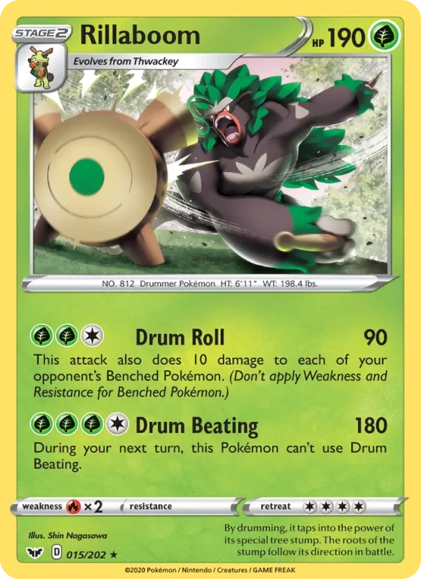 Rillaboom 015/202, Sword & Shield English Cracked Ice Holofoil, card art reference