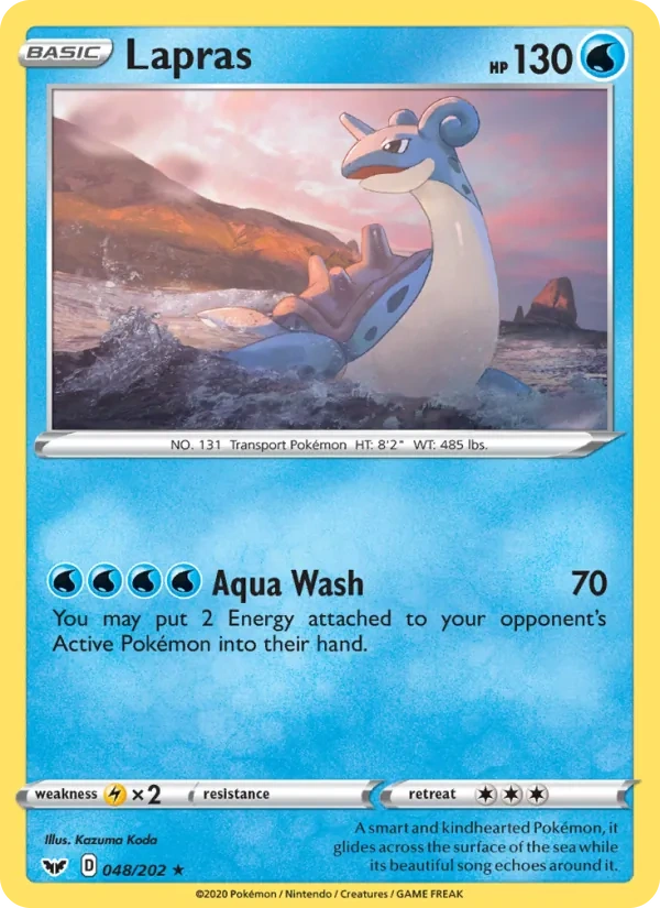 Lapras 048/202, Sword & Shield English Cosmos Holofoil, card art reference