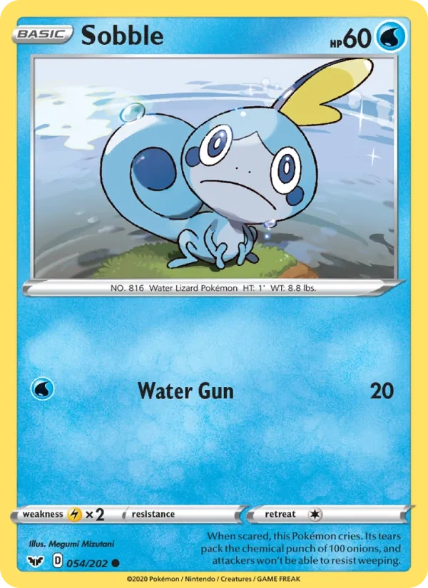 Sobble 054/202, Sword & Shield English Cosmos Holofoil, card art reference