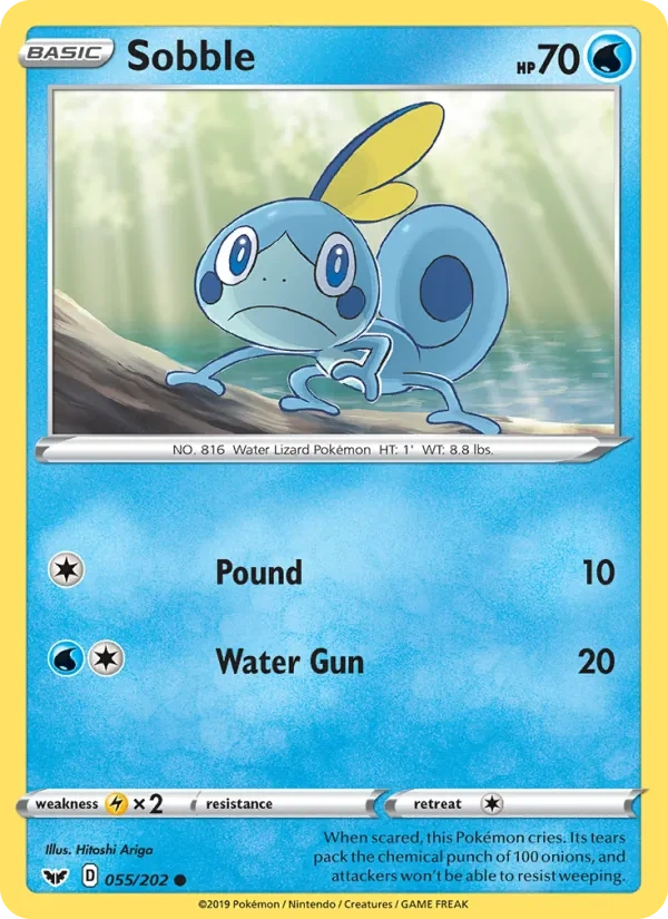 Sobble 055/202, Sword & Shield English Line Holofoil, card art reference