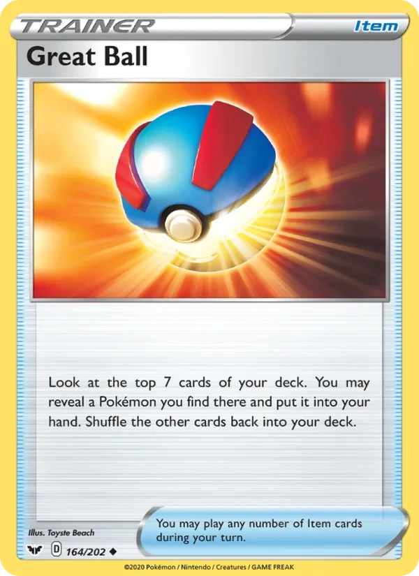 Great Ball 164/202, Sword & Shield English "29" Pikachu Deck stamp print, card art reference