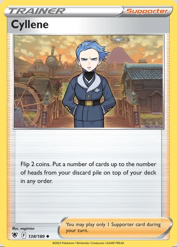 Cyllene 138/189, Astral Radiance English Print with "Play! Pokémon" stamp, card art reference