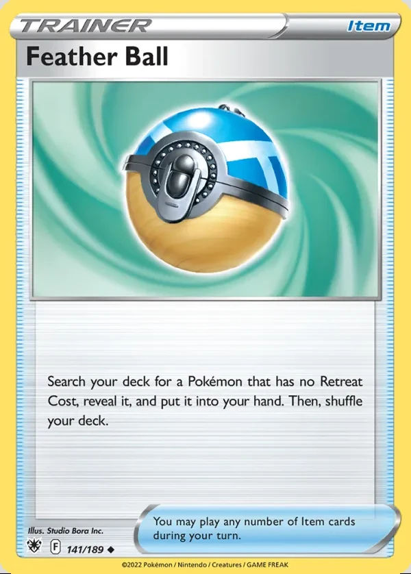 Feather Ball 141/189, Astral Radiance English Print with "Play! Pokémon" stamp, card art reference