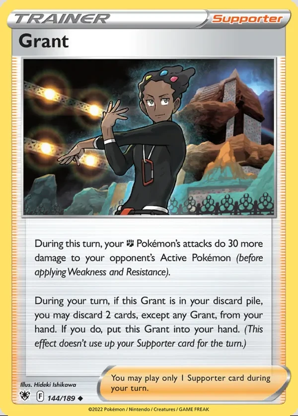Grant 144/189, Astral Radiance English Print with "Play! Pokémon" stamp, card art reference