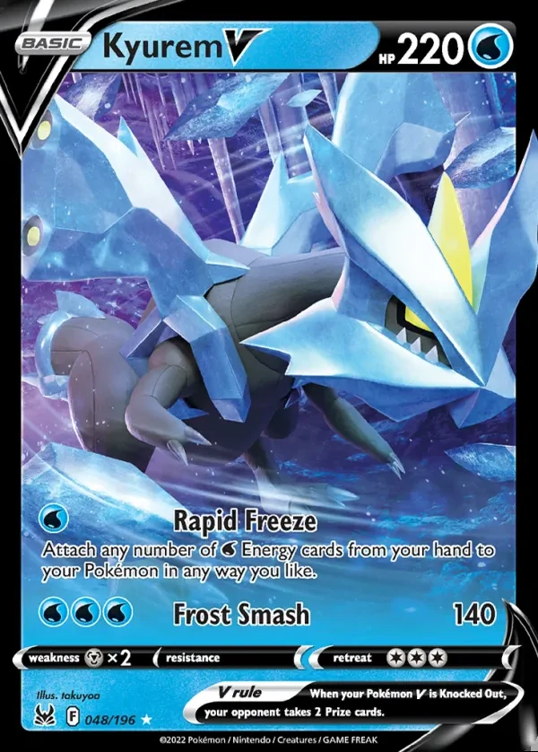 Kyurem 048/196, Lost Origin English Print with "Play! Pokémon" stamp, card art reference