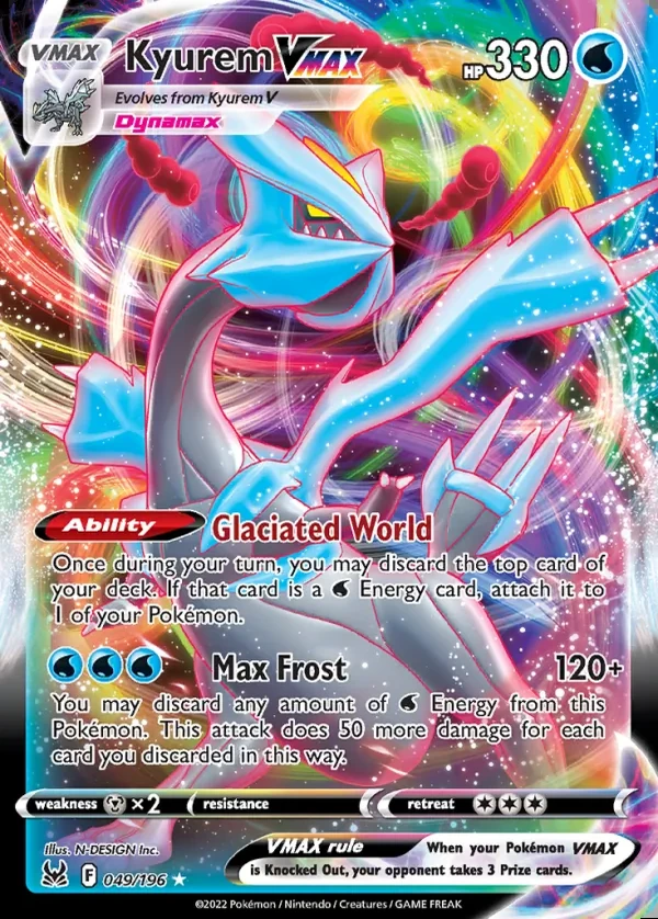 Kyurem 049/196, Lost Origin English Print with "Play! Pokémon" stamp, card art reference