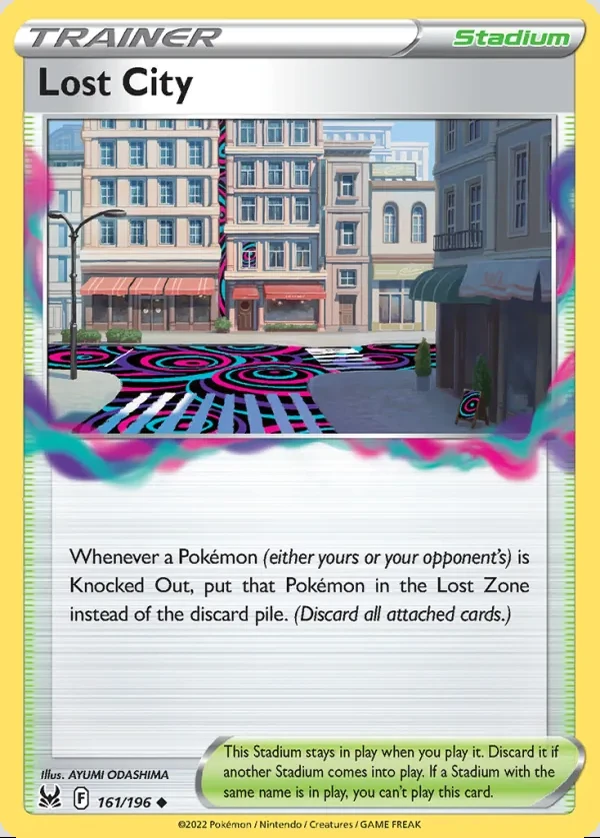 Lost City 161/196, Lost Origin English Print with "Play! Pokémon" stamp, card art reference