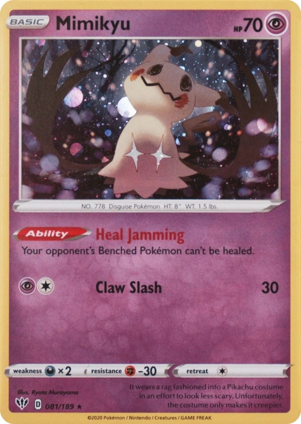 Mimikyu #081/189, HGSS Black Star Promos English Cosmos Holofoil, image provided by the catalog owner