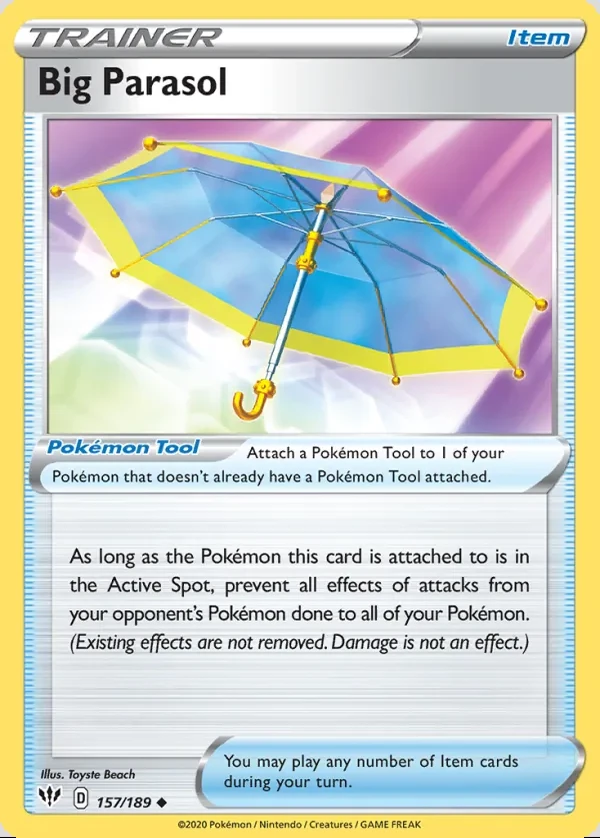 Big Parasol 157/189, Darkness Ablaze English Print with "Play! Pokémon" stamp, card art reference