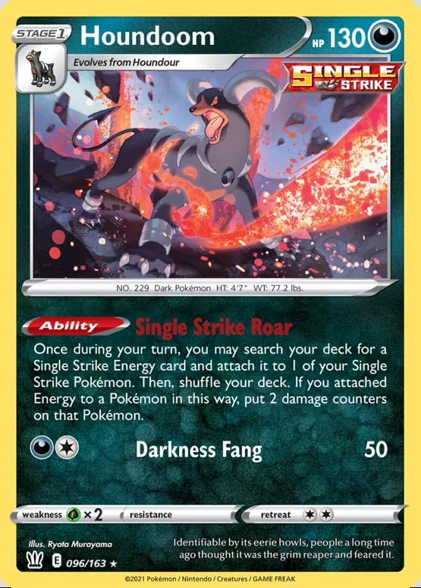 Houndoom 096/163, Battle Styles English Print with "Play! Pokémon" stamp, card art reference