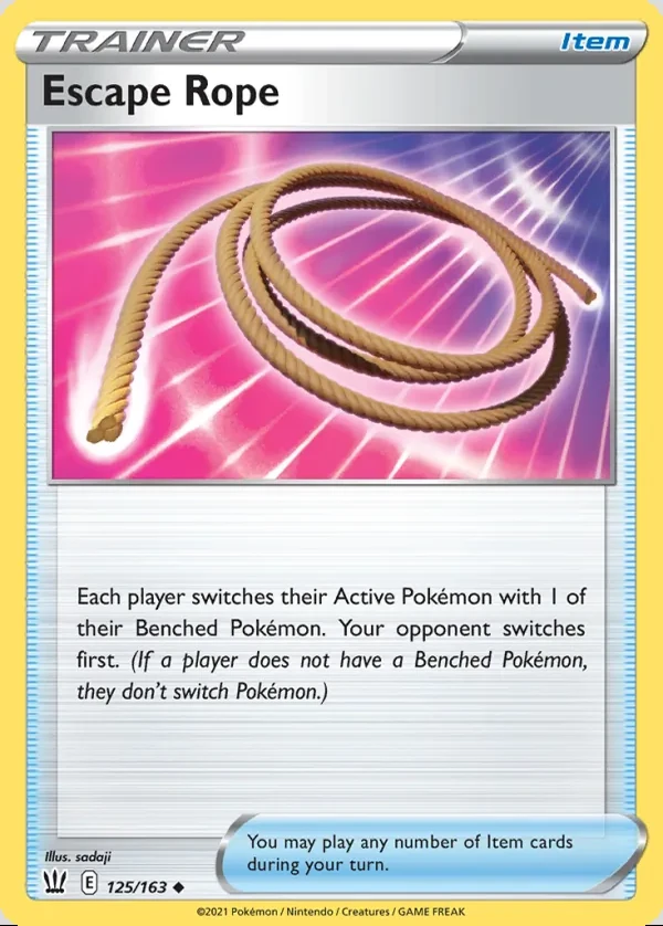 Escape Rope 125/163, Battle Styles English Print with "Play! Pokémon" stamp, card art reference