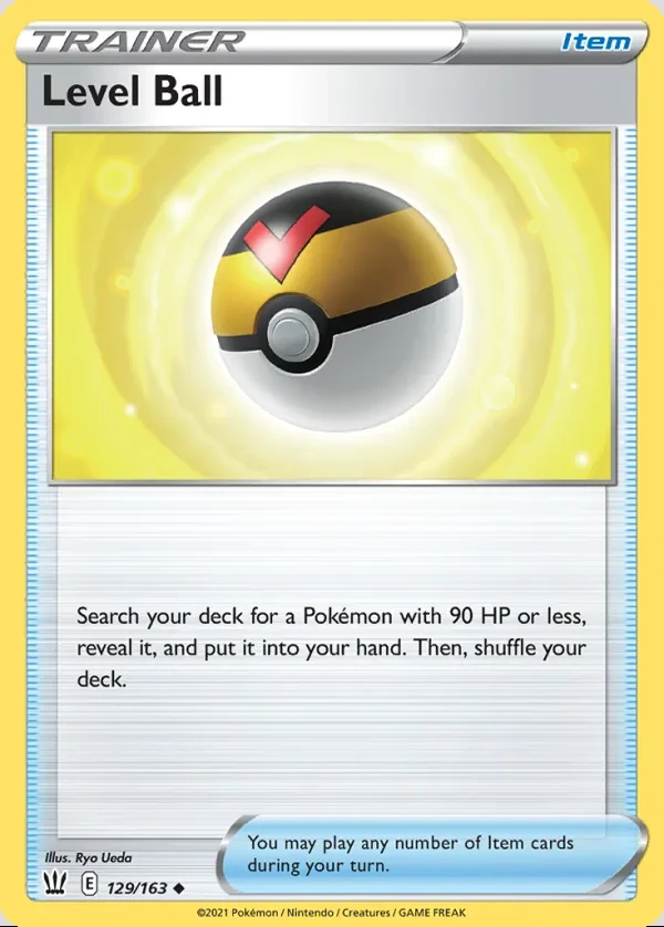 Level Ball 129/163, Battle Styles English Print with "Play! Pokémon" stamp, card art reference