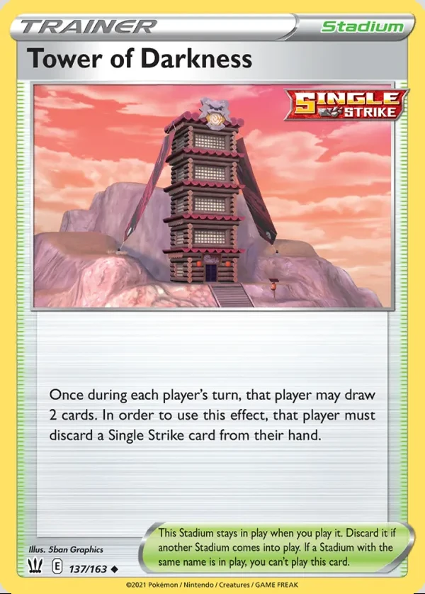 Tower of Darkness 137/163, Battle Styles English Print with "Play! Pokémon" stamp, card art reference