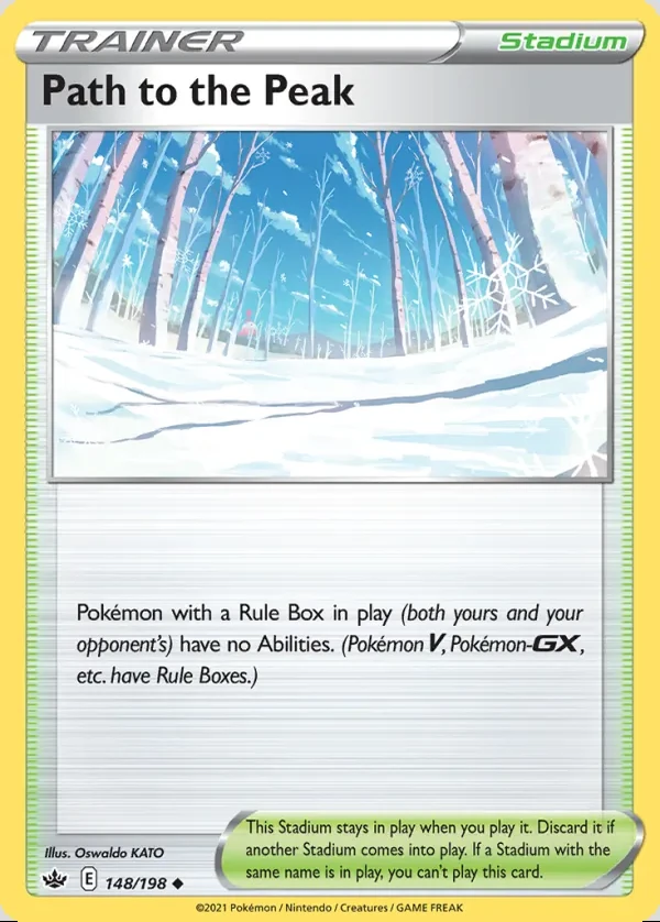 Path to the Peak 148/198, Chilling Reign English Print with "Play! Pokémon" stamp, card art reference