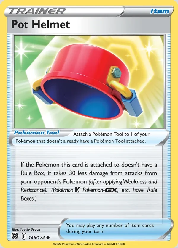 Pot Helmet 146/172, Brilliant Stars English Print with "Play! Pokémon" stamp, card art reference