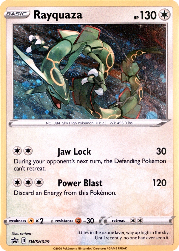 Rayquaza SWSH029, SWSH Black Star Promos English Cosmos Holo, image provided by the catalog owner