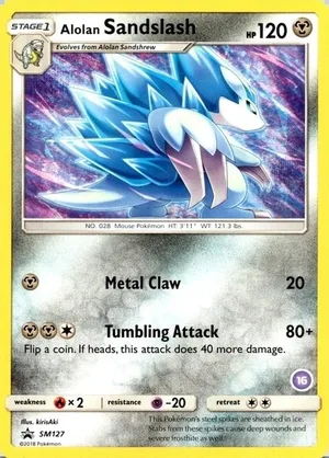 Alolan Sandslash SM127, Non Holo 16 Alolan Sandslash Deck stamp, owner-provided image