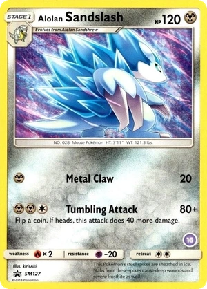 Alolan Sandslash SM127, Non Holo 16 Alolan Sandslash Deck stamp, owner-provided image