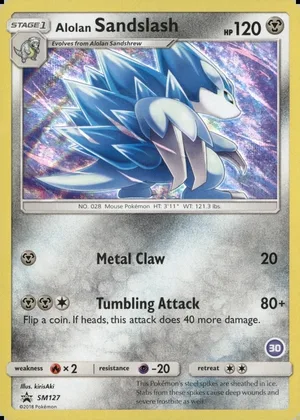Alolan Sandslash SM127, Holo 30 Alolan Sandslash Deck stamp, owner-provided image