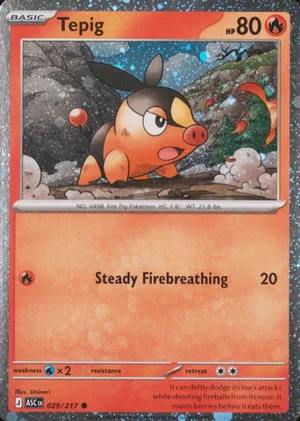 Tepig 029/217, Cosmos Holofoil, card art reference