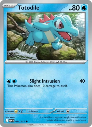 Totodile 041/217, Cosmos Holofoil, card art reference