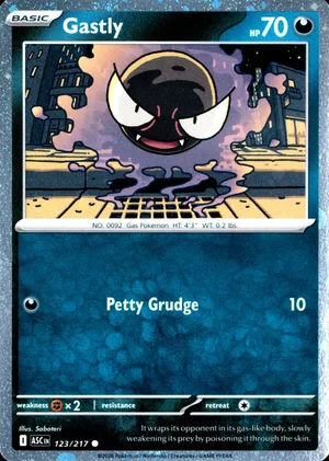 Gastly 123/217, Cosmos Holofoil, card art reference