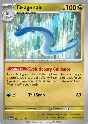 Dragonair 151/217, Print with "Play! Pokémon" stamp, card art reference