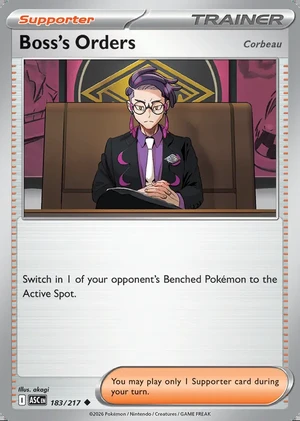 Boss's Orders 183/217, Print with "Play! Pokémon" stamp, card art reference