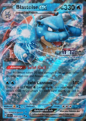 Blastoise ex 030/142, Stamped "Stellar Crown" print, owner-provided image