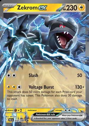 Zekrom 034/086, Print with "Play! Pokémon" stamp, card art reference
