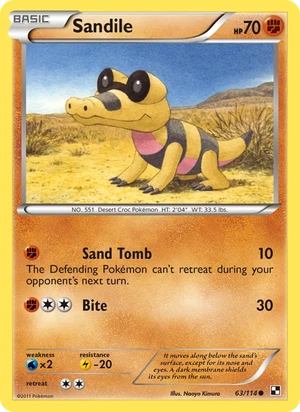 Sandile 63/114, Cracked Ice Holofoil, card art reference