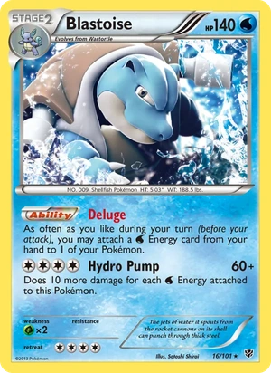 Blastoise 16/101, Cosmos Holofoil (copyright error), card art reference