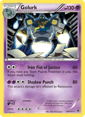 Golurk 46/101, Non Holo, card art reference