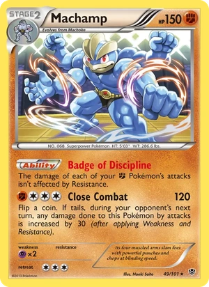Machamp 49/101, Cosmos Holofoil, card art reference