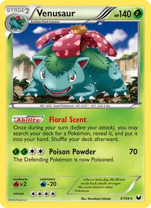 Venusaur 3/108, Cosmos Holofoil, card art reference