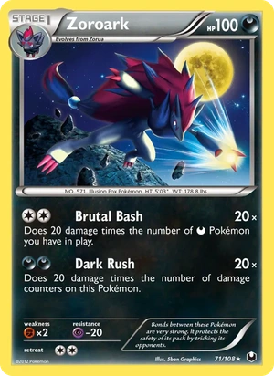 Zoroark 71/108, Cracked Ice Holofoil, card art reference