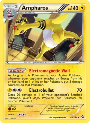 Ampharos 40/124, Cosmos Holofoil, card art reference