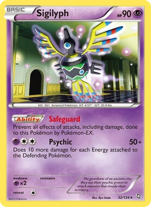 Sigilyph 52/124, Non Holo, card art reference